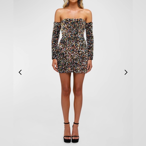 HELSI Lindsay Off-Shoulder Sequin Velvet Mini Dress - Picture 6 of 8
